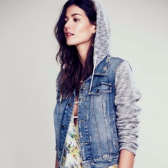 Free People Jackets & Blazers - Free People Knit Hooded Denim Jacket